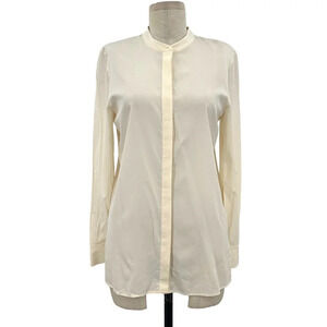 Tory Burch Silk Cream Button Front Blouse Size Medium‎